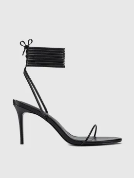 3.0 Barely There Lace Up Heel- Noir