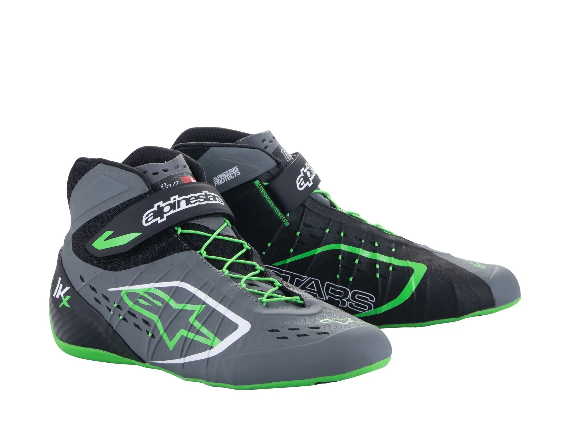 ALPINESTARS 2712123_1116_12 Karting shoes TECH-1 KX V2, black/dark grey/green fluo, Size 45,5