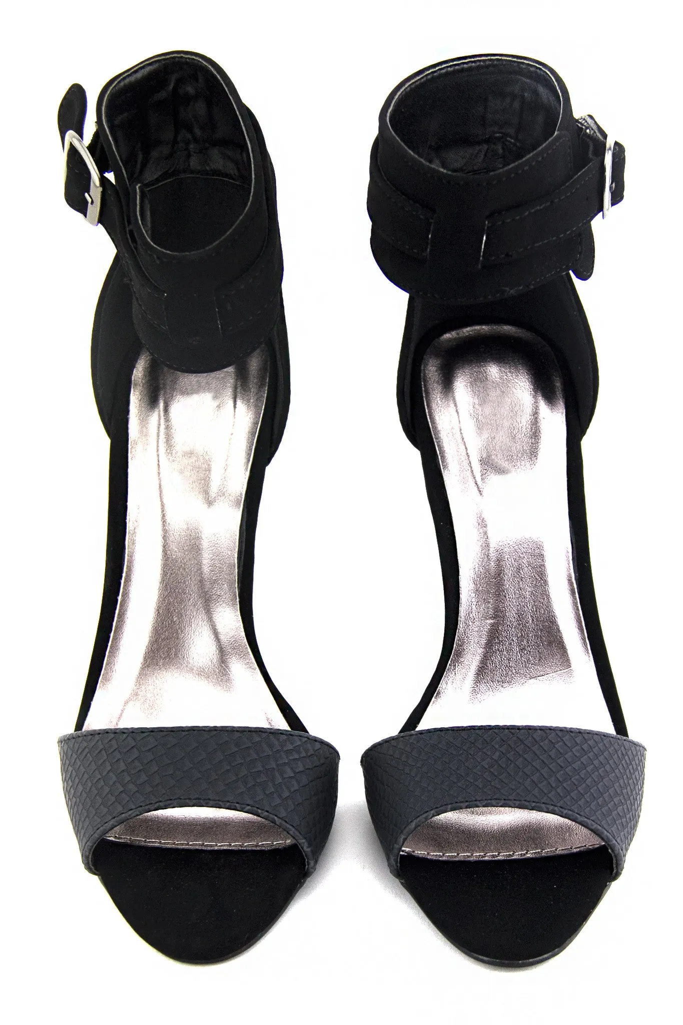 Ankle Strap Sandal Heel - Black