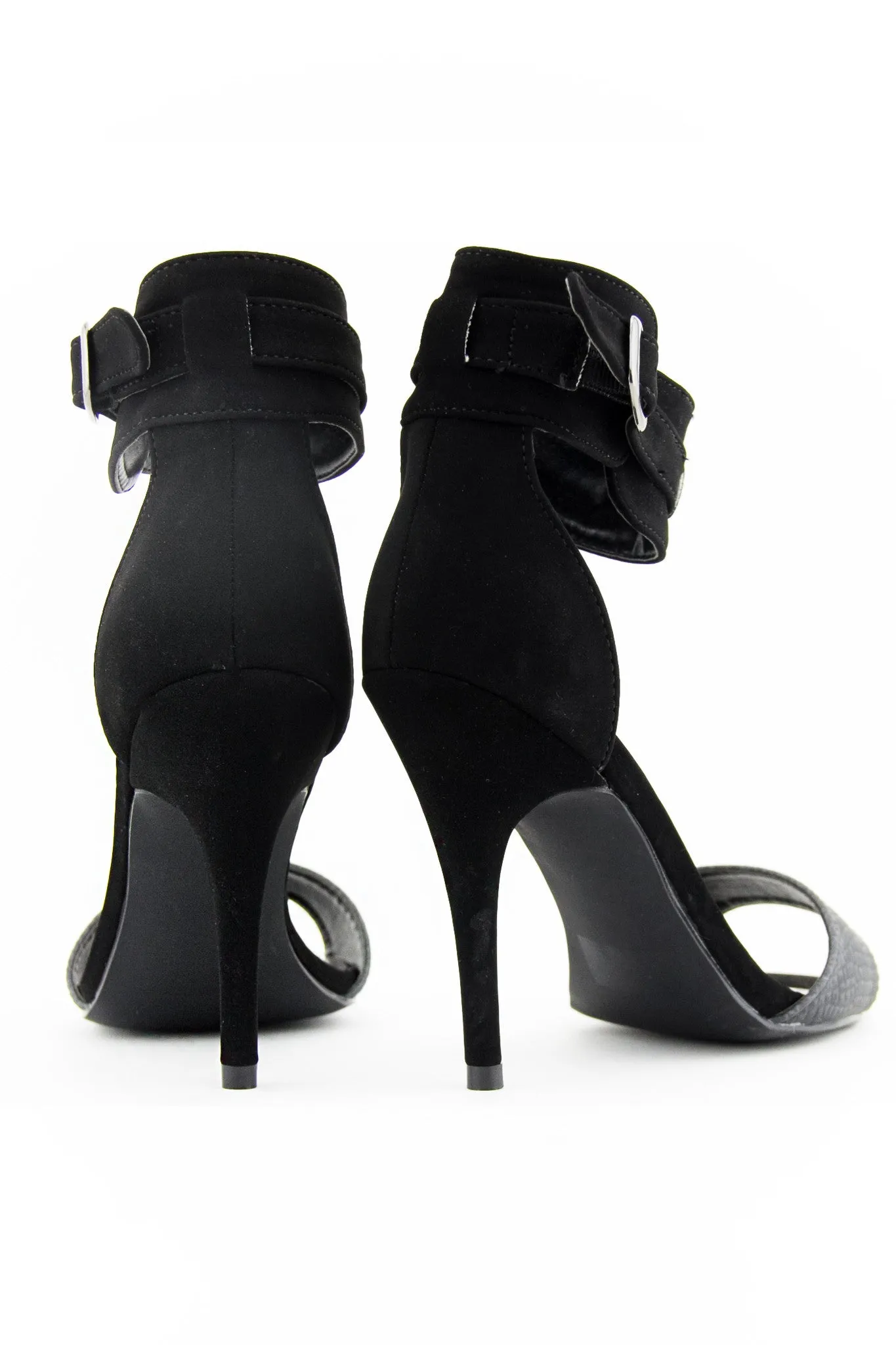 Ankle Strap Sandal Heel - Black