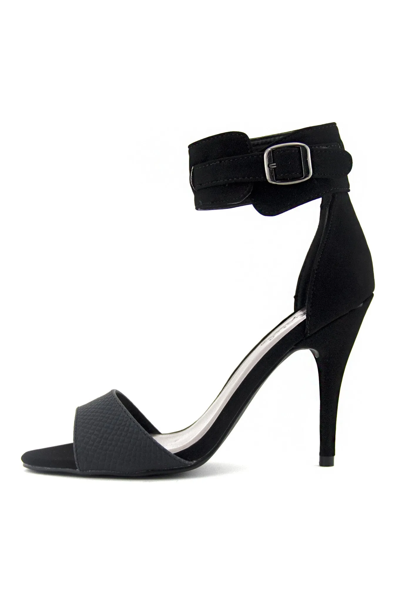 Ankle Strap Sandal Heel - Black