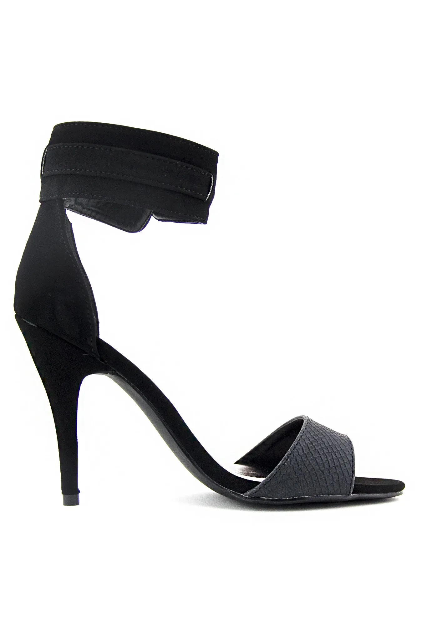 Ankle Strap Sandal Heel - Black