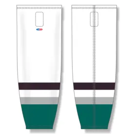 Athletic Knit (AK) Custom ZH711-639 1990s Anaheim Mighty Ducks Home White Sublimated Mesh Ice Hockey Socks