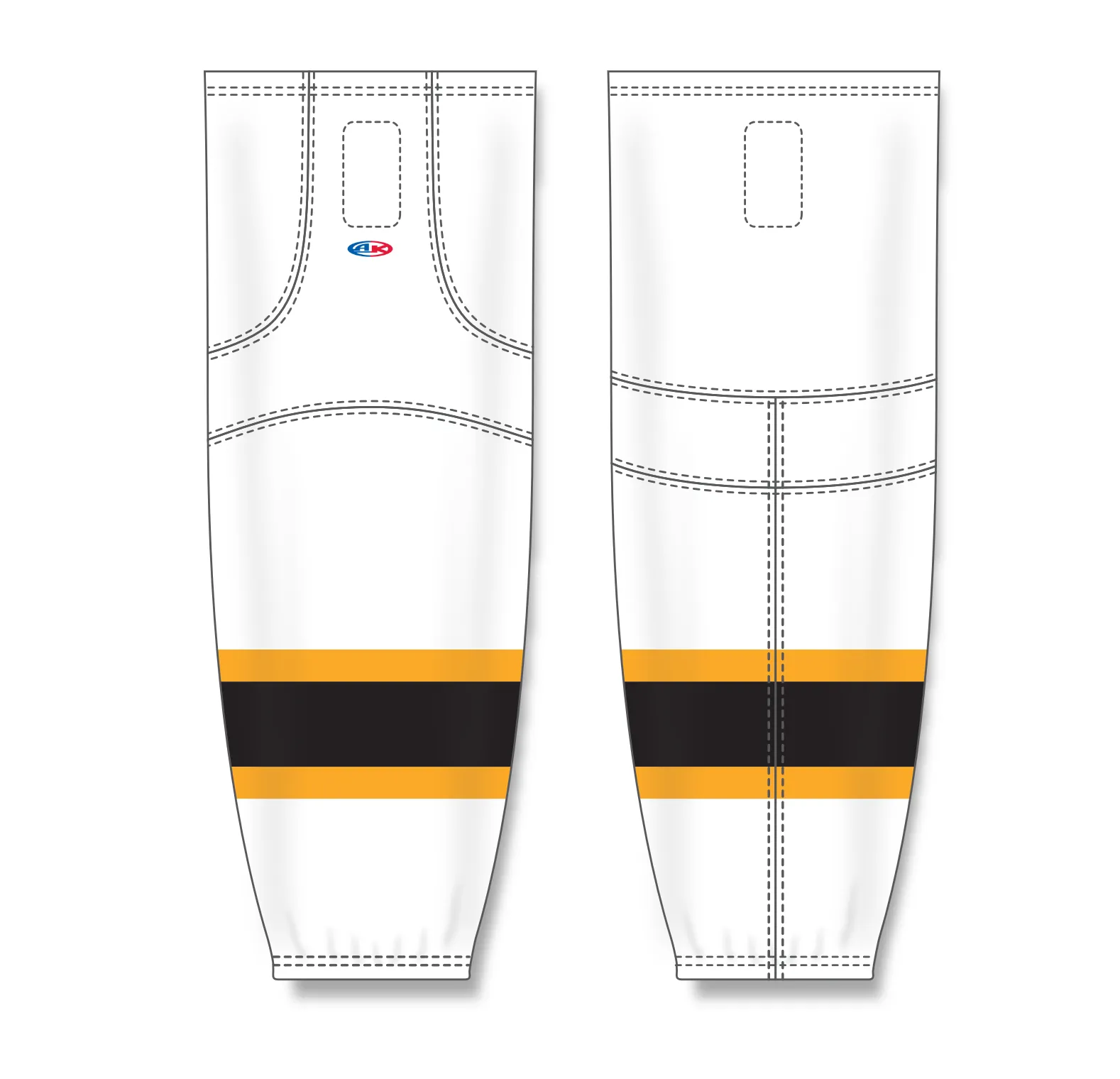 Athletic Knit (AK) HS2100-499 2007 Boston Bruins White Mesh Ice Hockey Socks