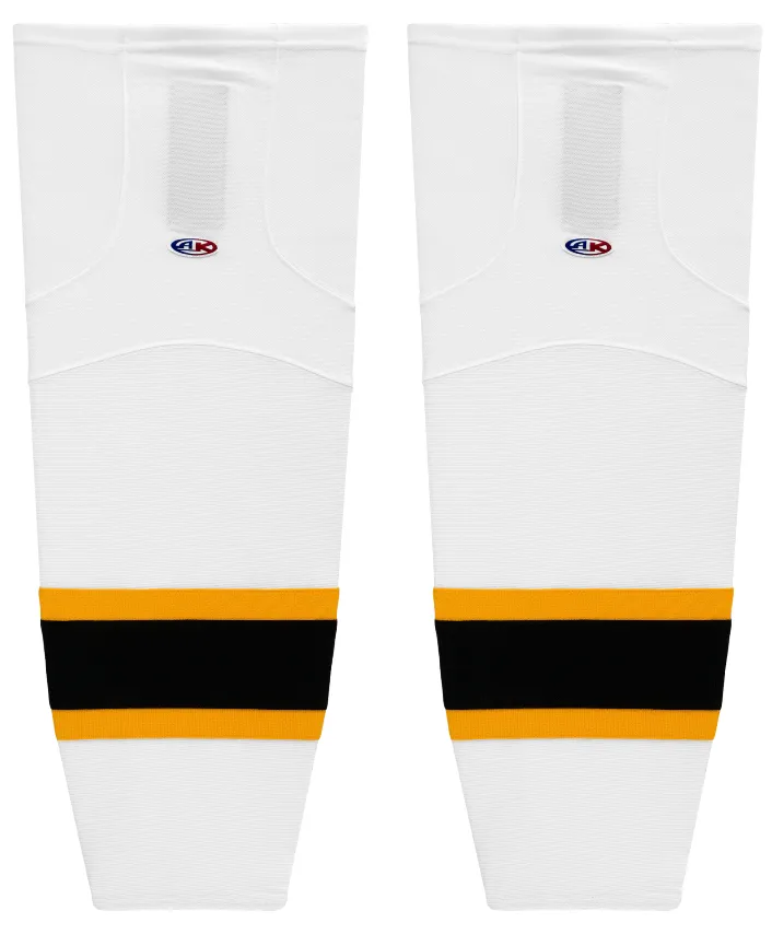 Athletic Knit (AK) HS2100-499 2007 Boston Bruins White Mesh Ice Hockey Socks