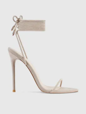 Barely There Lace Up Heel - Nude