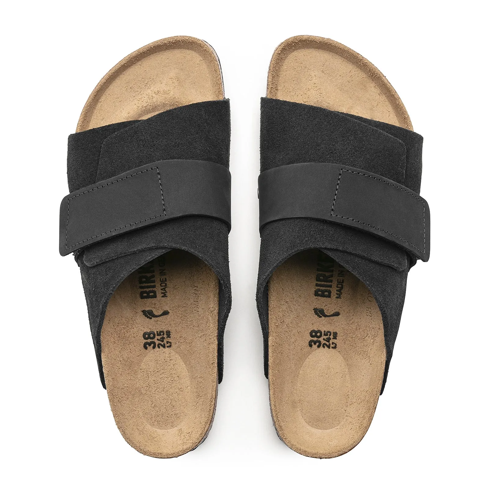 Birkenstock Kyoto Slide Sandal (Men) - Black Suede/Black Nubuck