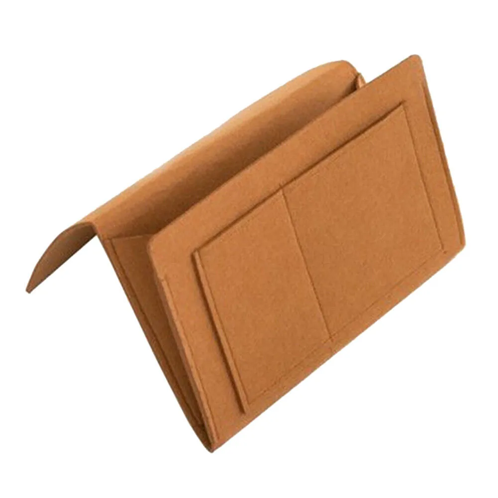 Durable Felt Bedside Organizer for Books and Remotes - Khaki