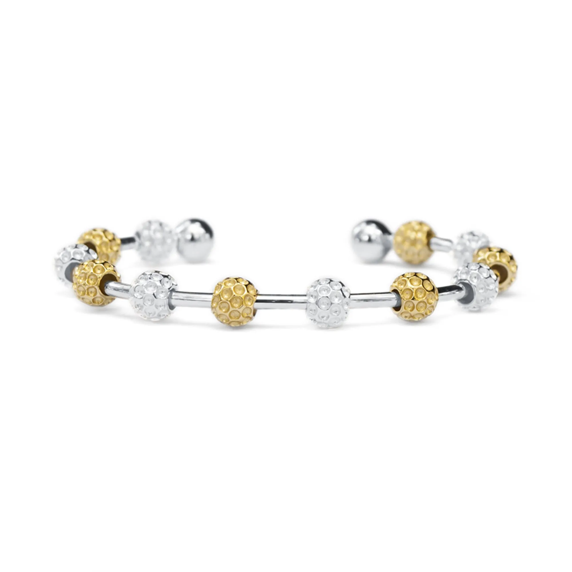 Golf Goddess Gift Set - Two-Tone Golf Ball Bead Stroke Counter Bracelet and Gold Golf Ball Earrings