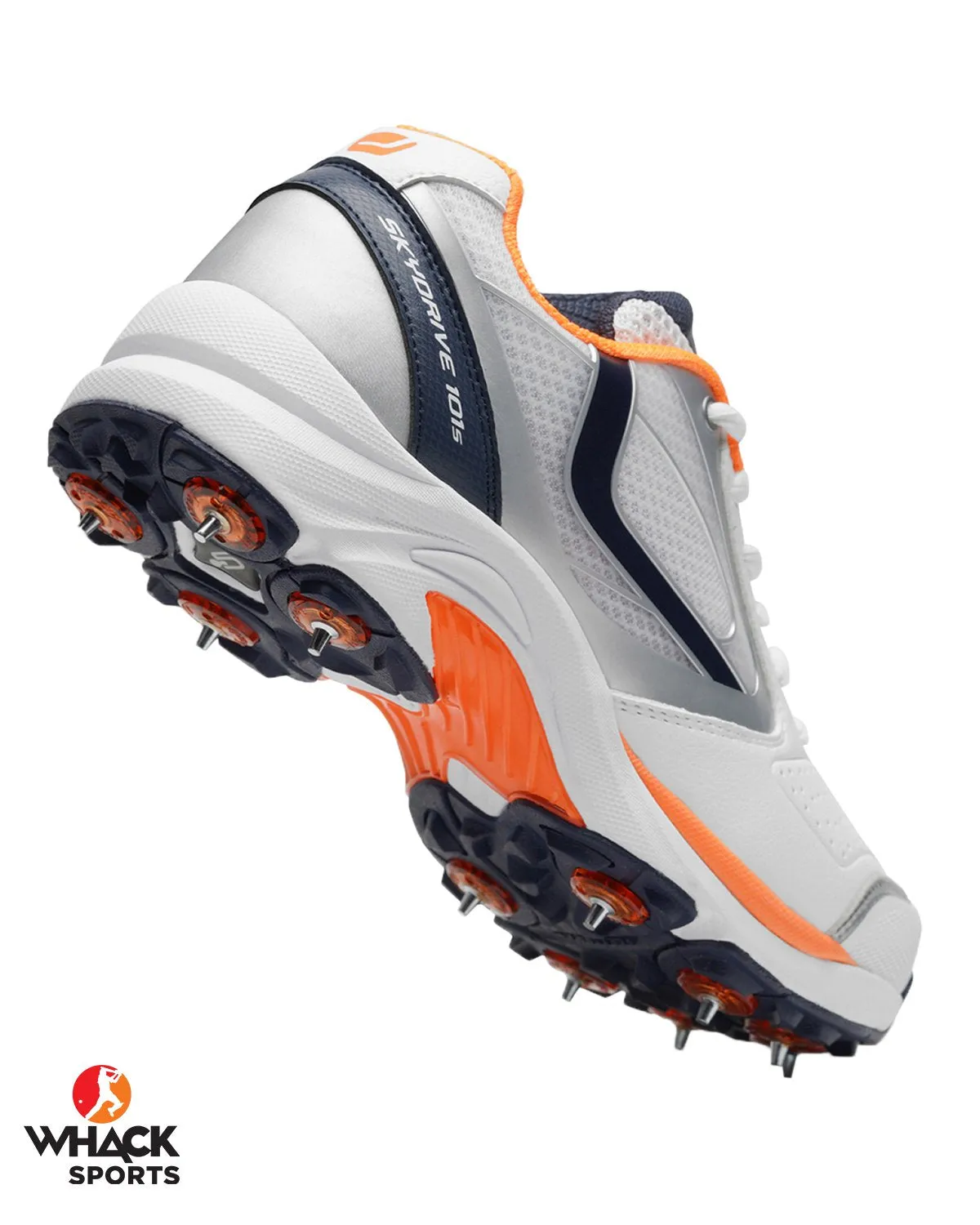 Jazba Sky Drive 101S Cricket Shoes - Steel Spikes - Navy/Orange