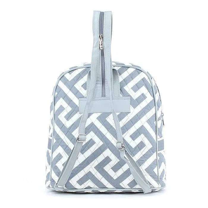 MA401 Quilted Maze Print Zippered Backpack