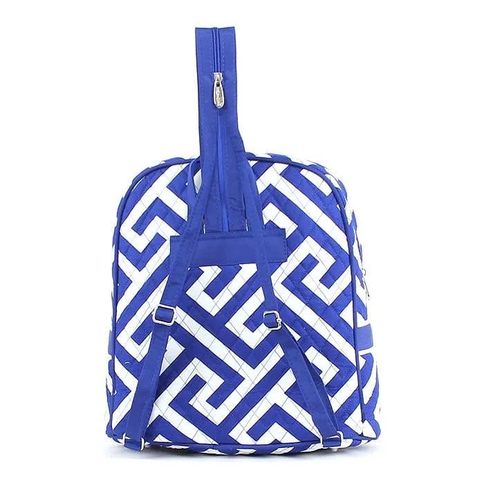 MA401 Quilted Maze Print Zippered Backpack