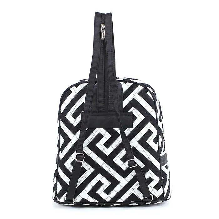 MA401 Quilted Maze Print Zippered Backpack