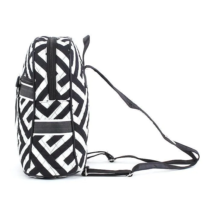 MA401 Quilted Maze Print Zippered Backpack