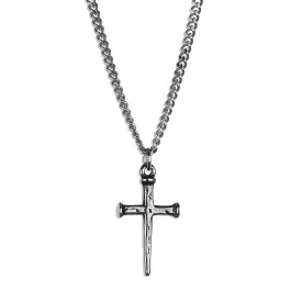 Minimal Nail Cross Necklace - Silver