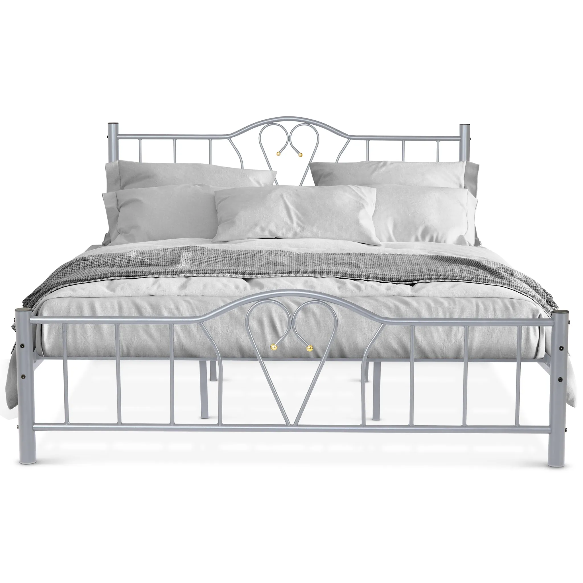 Orkide Metal 4'6FT Double Bed Frame - Silver