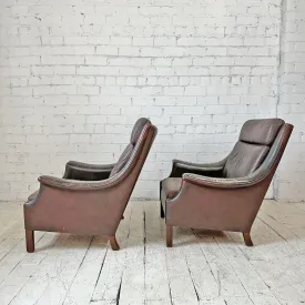 Oversized Danish Leather Armchairs