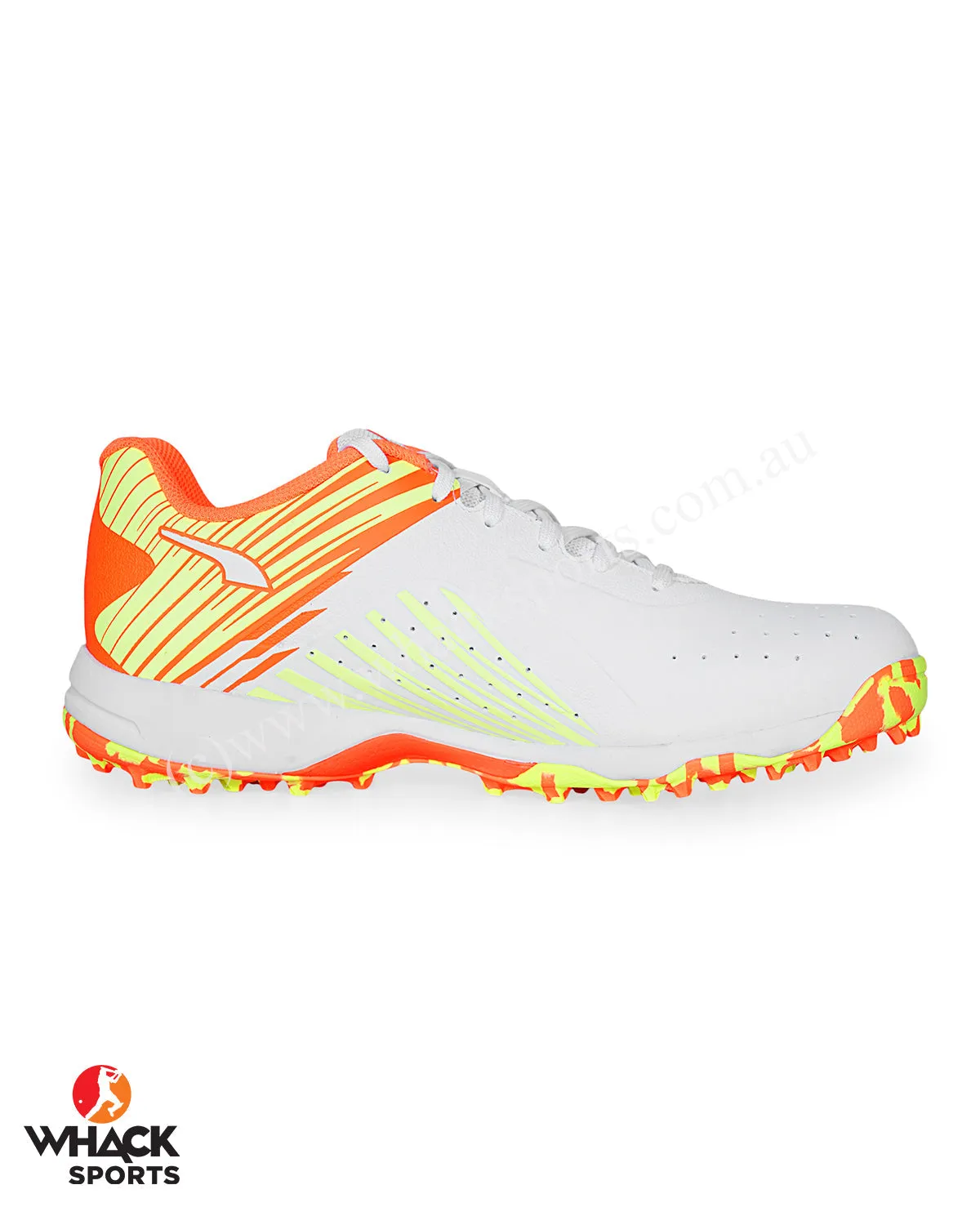 Puma 22 FH - Rubber Cricket Shoes - White Ultra Orange Fast