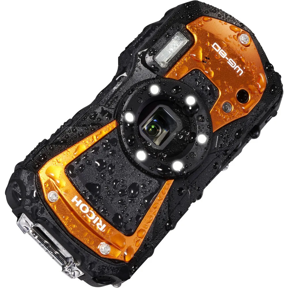 Ricoh WG-80 Waterproof Digital Camera (Orange) with Accessories