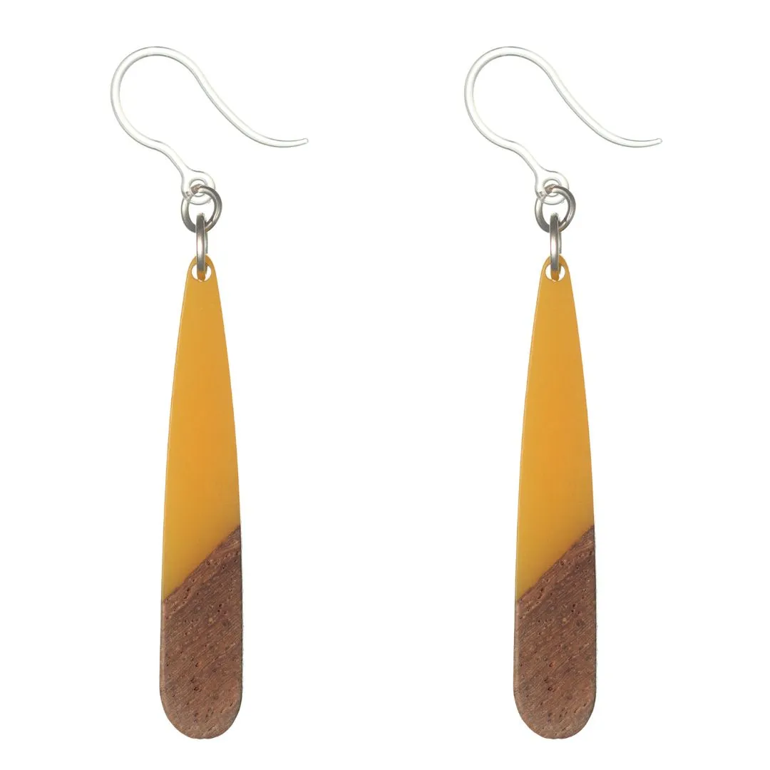 Rounded Wooden Celluloid Dangles Hypoallergenic Earrings for Sensitive Ears Made with Plastic Posts