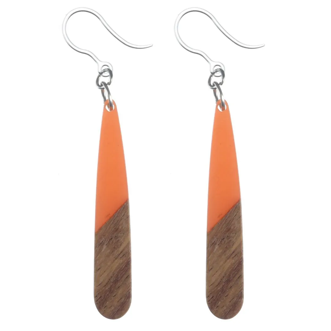 Rounded Wooden Celluloid Dangles Hypoallergenic Earrings for Sensitive Ears Made with Plastic Posts