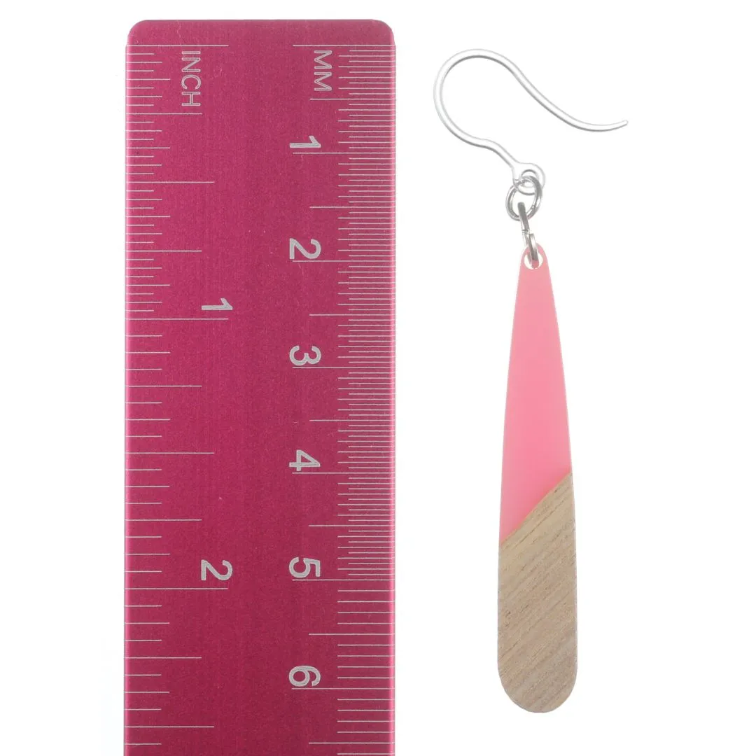 Rounded Wooden Celluloid Dangles Hypoallergenic Earrings for Sensitive Ears Made with Plastic Posts