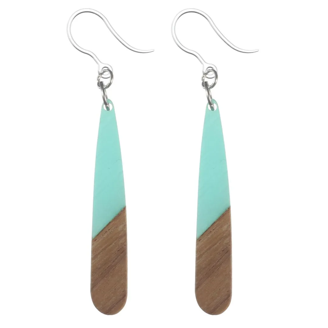 Rounded Wooden Celluloid Dangles Hypoallergenic Earrings for Sensitive Ears Made with Plastic Posts