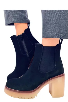 TEEK - Black Suede Flex Side Heeled Boots