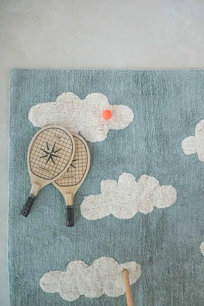 WASHABLE AREA RUG CLOUDS BLUE