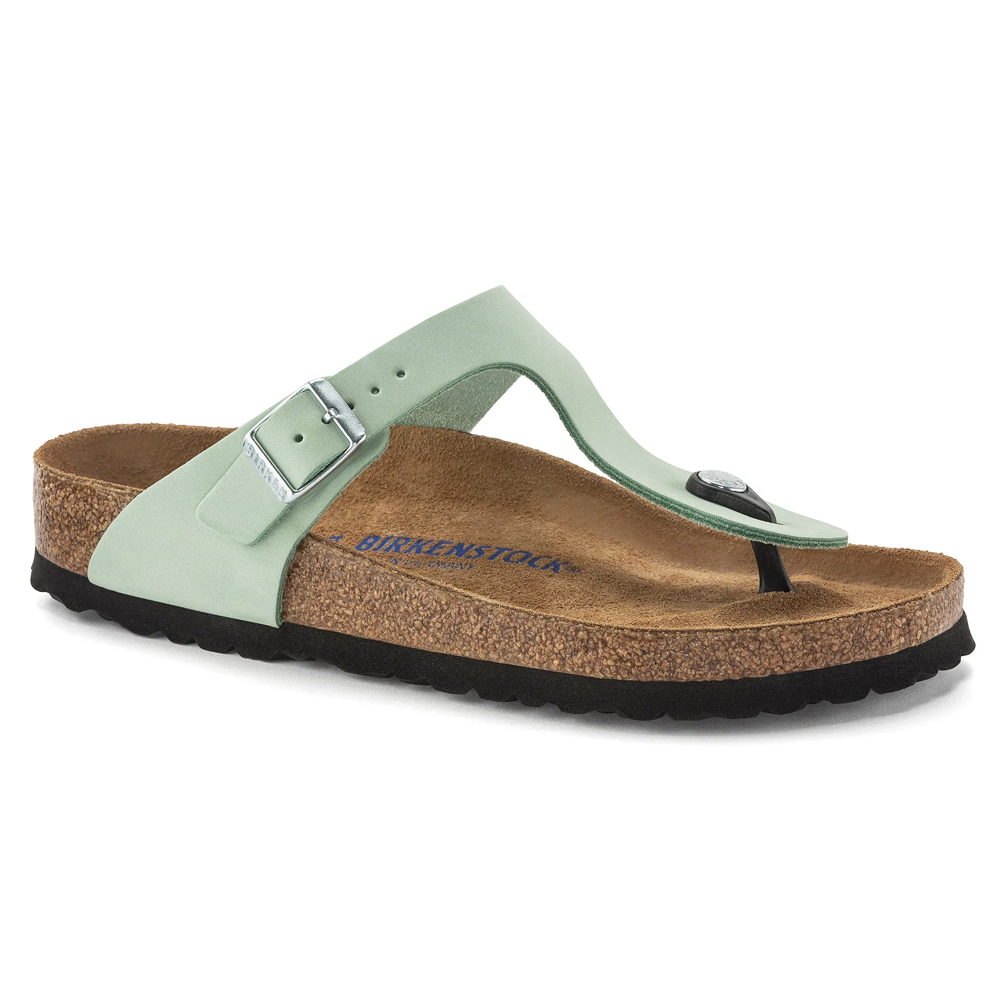 Women's Birkestock Gizeh Soft Footbed Nubuck Leather Color: Matcha